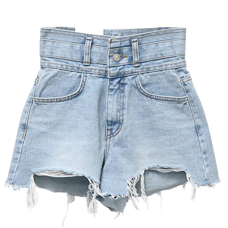 Women Wide Leg Shorts Summer Fashion Solid Color Mid Waist Denim Flared Shorts Party Streetwear Loose Ripped Bottoms