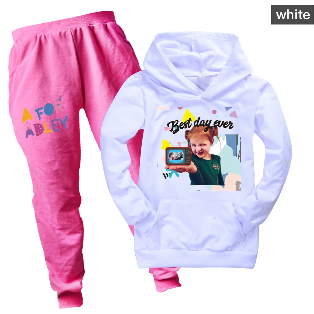 A for Adley Kids Autumn Hoodies Pullover+Trousers 2pcs Suit Cartoon Clothes Baby Girls Clothing Sets Boys Tracksuits 2-16T