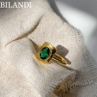bilandi modern jewelry green crystal rings pretty design hot sale elegant temperament women rings for female party gifts