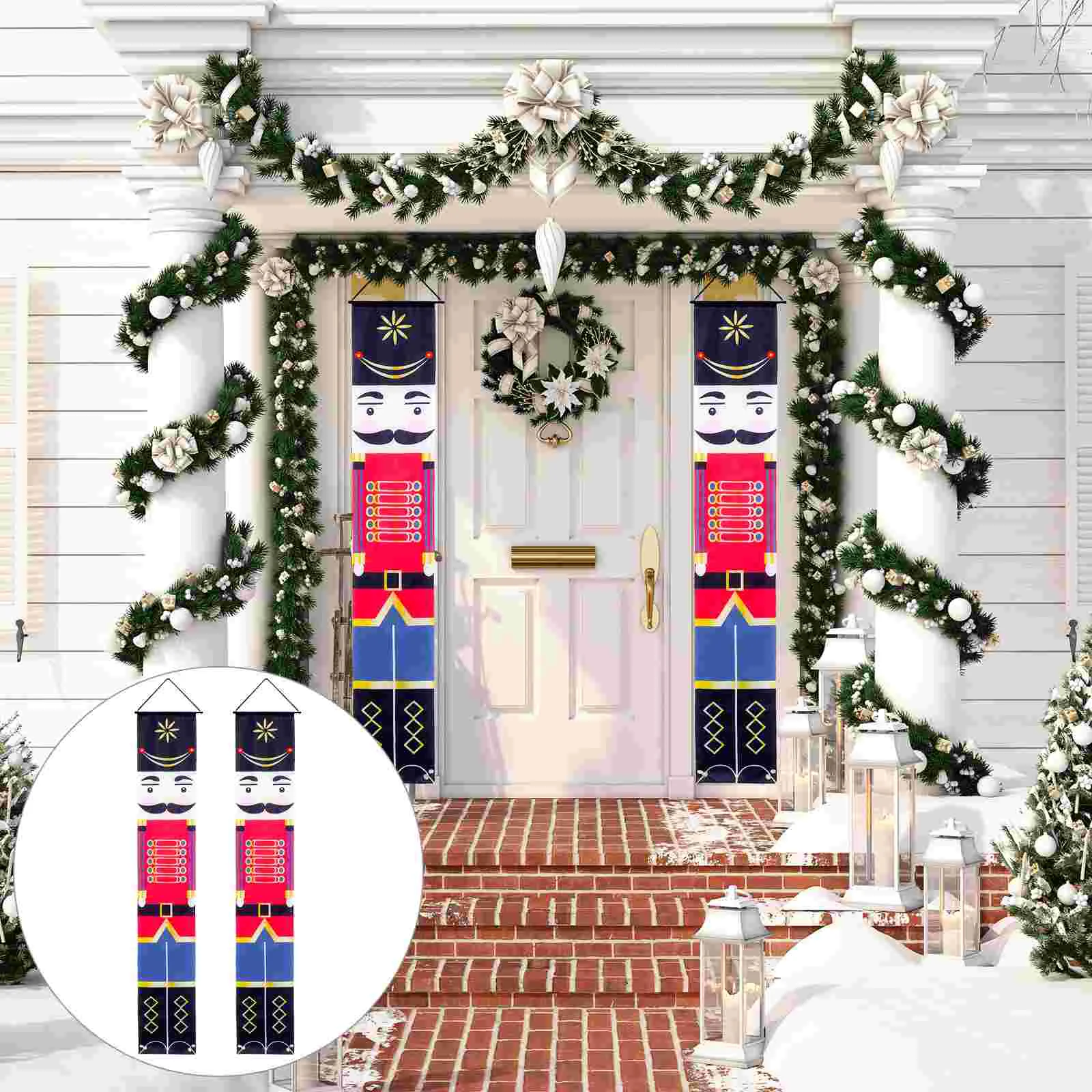 

1 Pair of Christmas Party Door Couplet Delicate Xmas Festival Door Bunting