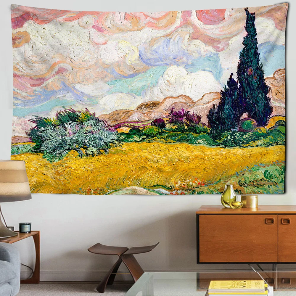 

Star Moon Night Van Gogh Painting Printed Living Room Decoration Wall Hanging Tapestry Yoga Mat Rug Home Decor Art