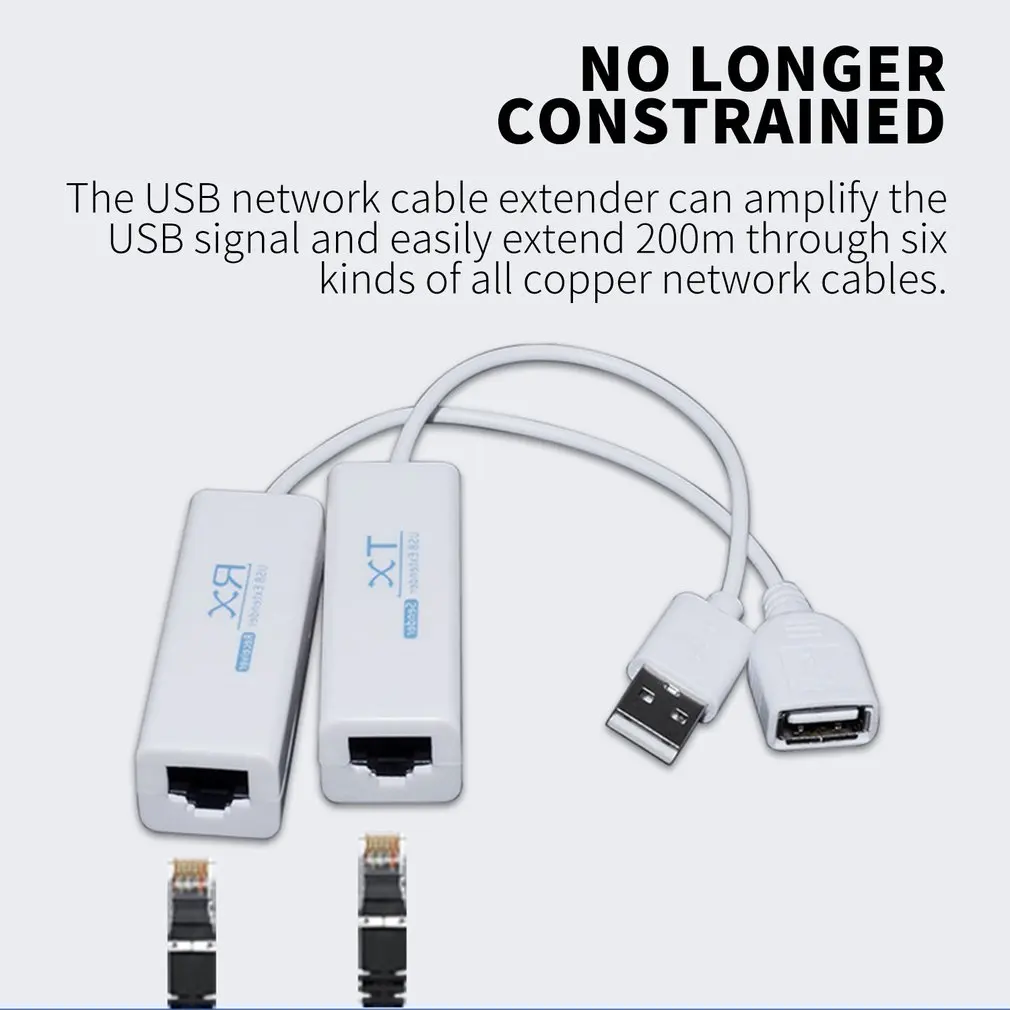 Фото Удлинитель USB 2,0 200 м, кабель Ethernet RJ45 USB2.0 RJ45 200 м, удлинитель, адаптер TX RX, приемник отправителя №4