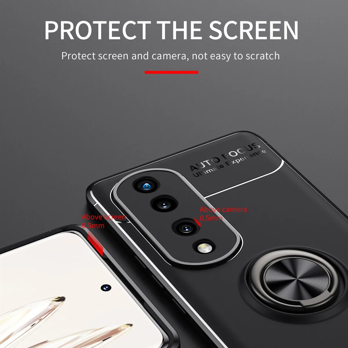 For Honor 70 Case For Honor 70 Pro Cover Silicone Metal Finger Ring Stand Shockproof Bumper For Honor 70 Pro Plus