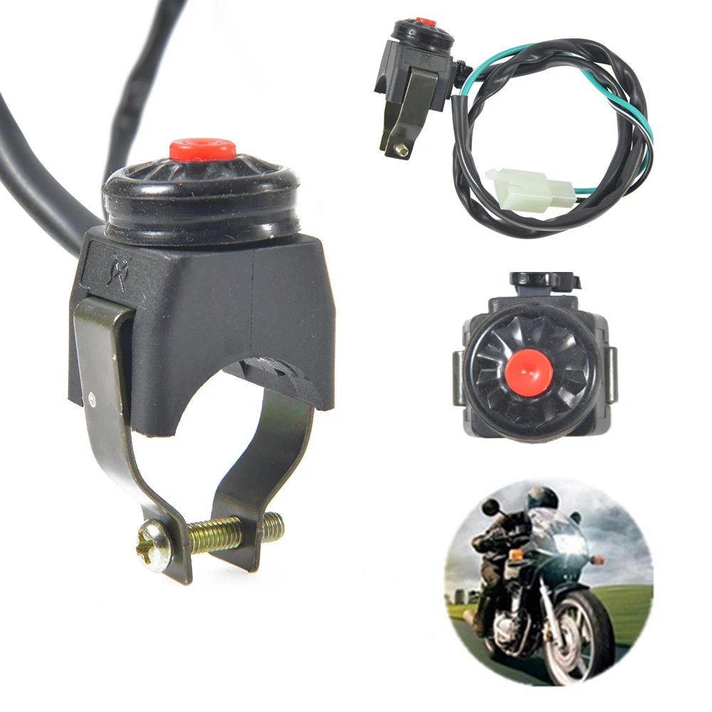 

1 Pcs Universal Motorcycle Kill Switch Red Push Button Horn Starter Dirt Bike Handlebar Mounted Start The Flameout Switch