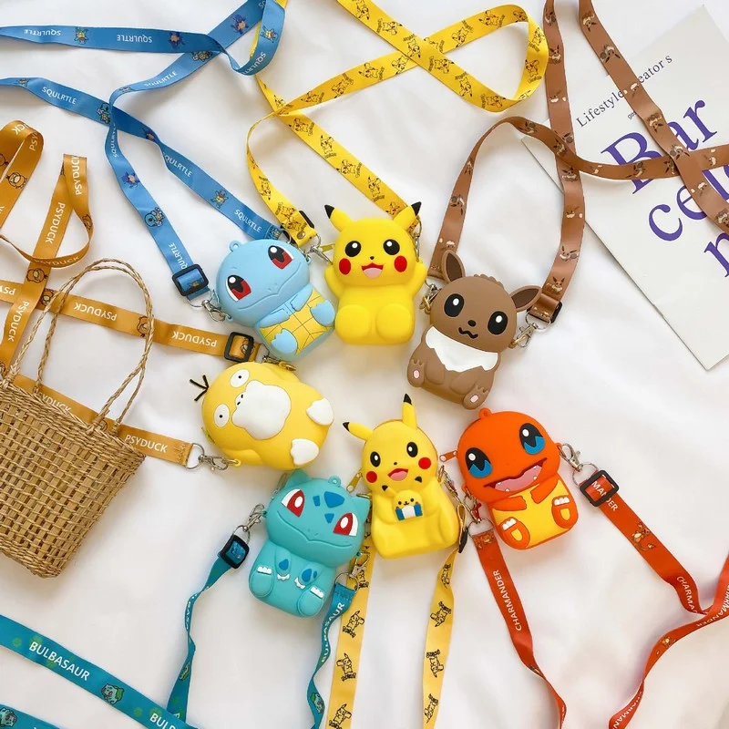 

Pokemon Pikachu Mini Silicone Coin Purse Cartoon Messenger Bag Cute Fashion Anime Figure Shoulder Bag Toy for Children Gifts