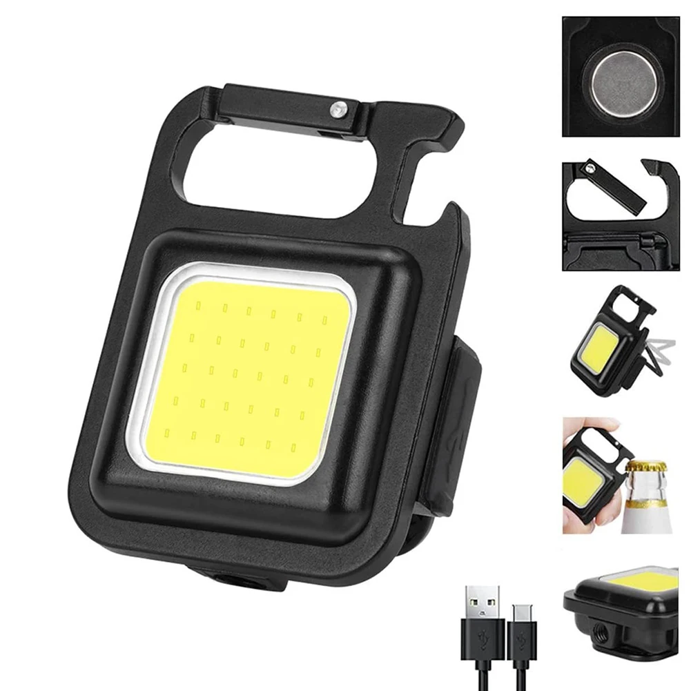 

Multifunction Mini Flashlight COB Keychain USB Charging Emergency LED Working Light Bottle Opener Outdoor Emergency Camping Lamp