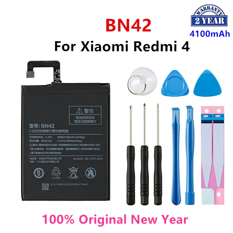 Оригинальный аккумулятор Xiao mi 100% BN42 4100 мАч для Xiaomi Redmi 4 BN42 высококачественные сменные батареи для телефона + Инструменты