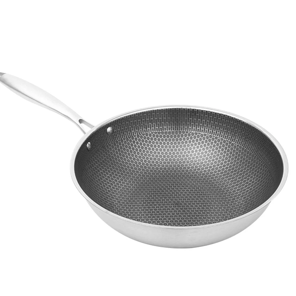 

Stainless Steel Wok Non-stick Cookware Honeycomb Frying Pan Home Household Stir-fry Everyday Kitchen Induction Stove Saute