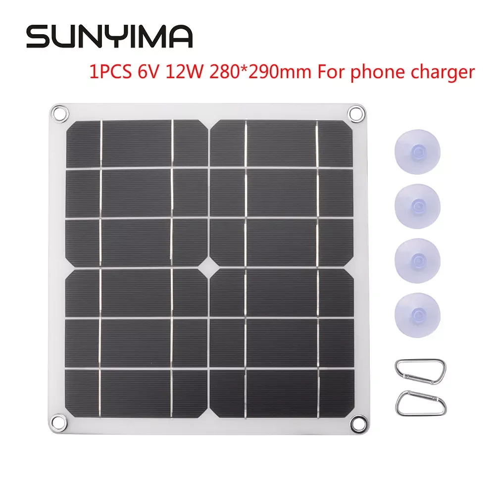 

SUNYIMA 6V 10W Mono Solar Panel DIY Portable Battery Charger Power Bank for Outdoor Camping Phone Charge with Dual USB 5V Output