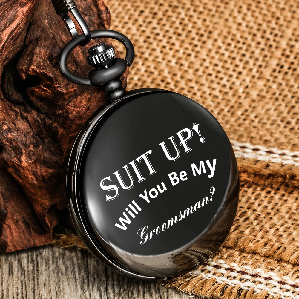 

New Accept Custom Text Invitation Theme Unisex Quartz Pocket Watch Personality Men Women Pendant Clock Unique Gift for Brother
