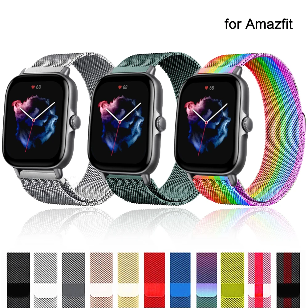 

20mm 22mm Magnetic band For Amazfit GTS/2/2e/3/GTS2 Mini/GTR 42mm/47mm/GTR2/3/Pro stratos active 2 Bracelet Amazfit bip strap