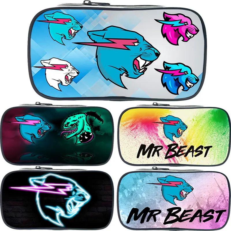 

Mr Beast Lightning Cat Pencil Case Cosmetic Cases Children Pencil Box Students Pen Bag Zipper Stationery Bags School Supplies