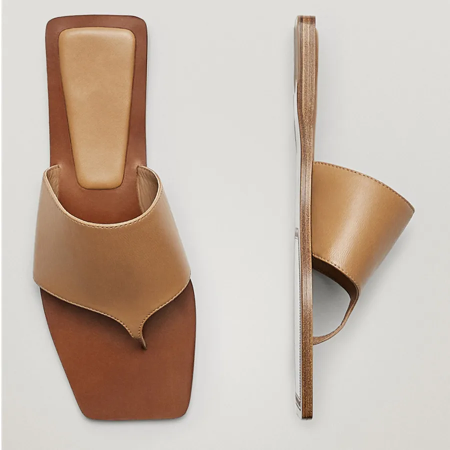 

Шлепанцы Maxdutti женские, однотонные сандалии из воловьей кожи, летняя модная простая обувь в английском стиле, сланцы