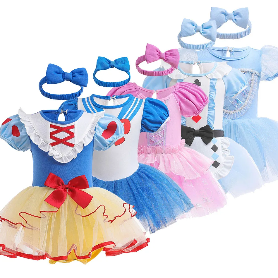 

Disney 3-18M Baby Rapunzel Dress Girls Cinderella Halloween Outfit Newborn Elsa Carnival Tulle Romper Tutu Snow White Costume