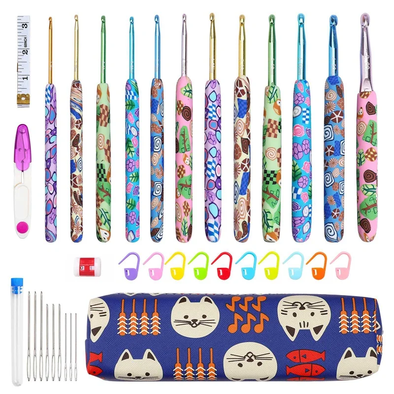 

1 Набор вязальных спиц, набор ручных вязальных крючков, набор керамических ручек, алюминиевые вязальные крючки, набор детской