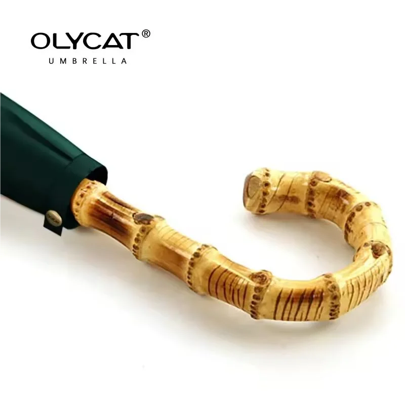 Фото OLYCAT большой бамбуковый зонт для мужчин ветрозащитный корпоративный гольф большой уличный зонт от дождя роскошный дизайнерский зонт №2