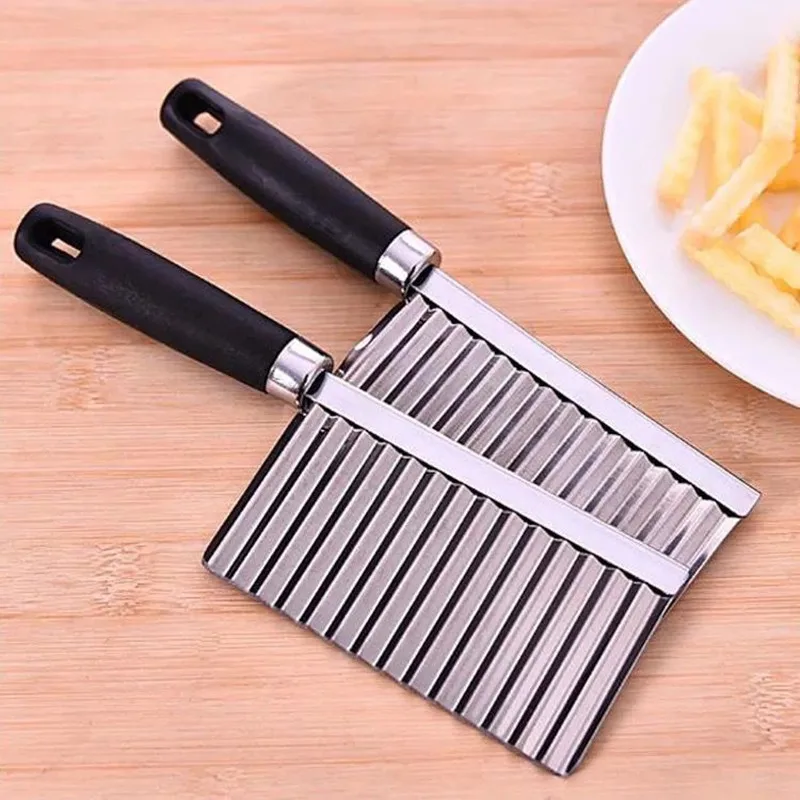 

Stainless Steel Wave Onion Potato Chip Slicer Convenient Vegetable Crinkle Wavy Slicer Potato Cutter Chopper Kitchen Gadgets