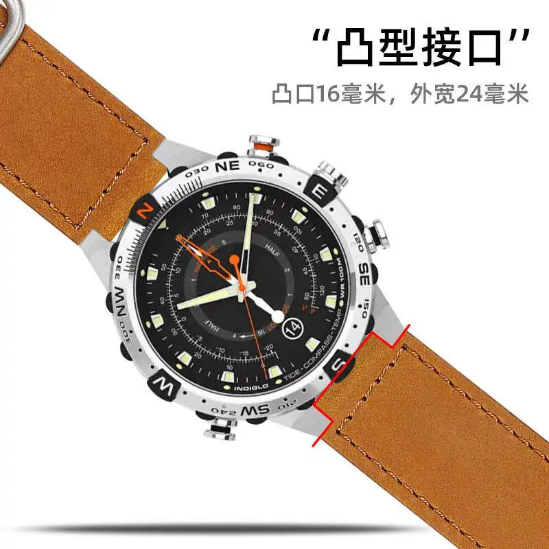 Ремешок из натуральной кожи TIMEX Tide Navigator T2N721720, матовый, с выступающим краем, мужской браслет 24*16 мм (art.: 3920da3d2df74) - 3920da3d2df74