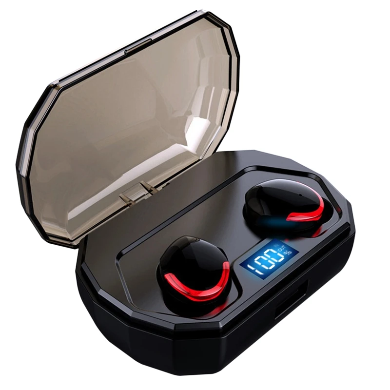 

Беспроводная бинауральная Bluetooth-гарнитура MOOL 5,0 с микрофоном, гарнитура со светодиодным дисплеем и зарядным боксом, водонепроницаемая Спор...