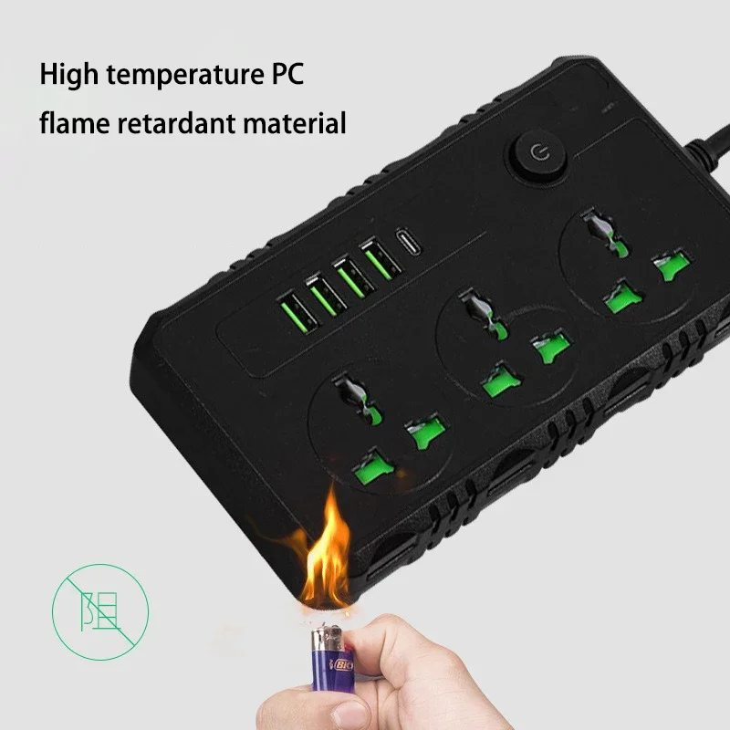 UE Reino Unido Estados Unidos Plug Power Strip com 4 USB 1 Type-C Port 2M Cabo de Extensão Protetor Sobrecarga Surto Universal Multi Tomada