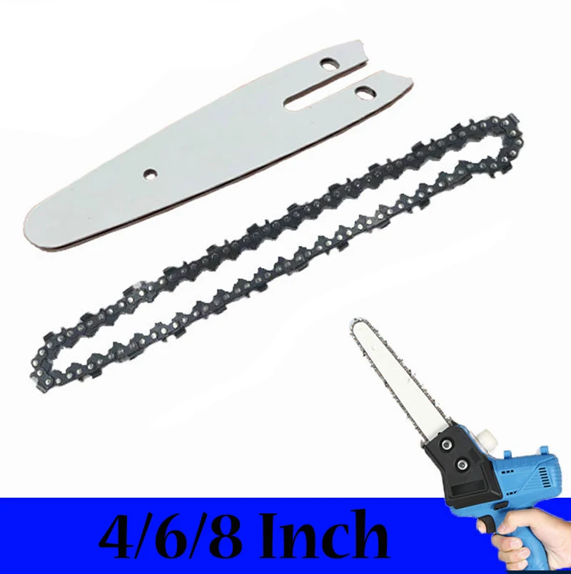 

4/6/8 Inch Chain And Guide Plate Set Mini Chainsaw Replacement Cordless Electric Saw Chain Wood Branch Cutting Sharp Chains