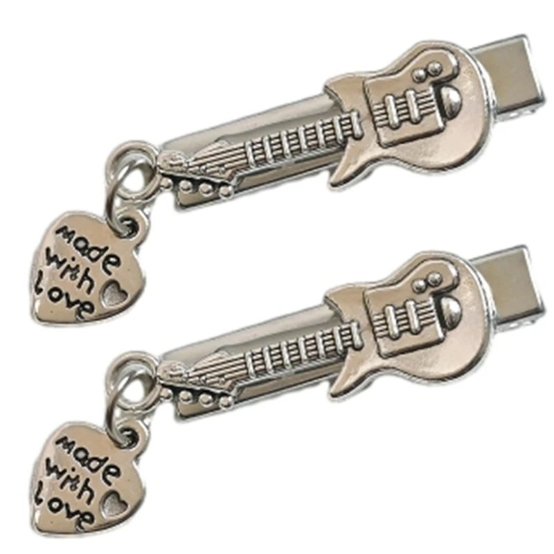 1 шт./2 шт. заколка для волос в форме гитары с подвеской ​​виде сердца/звезды