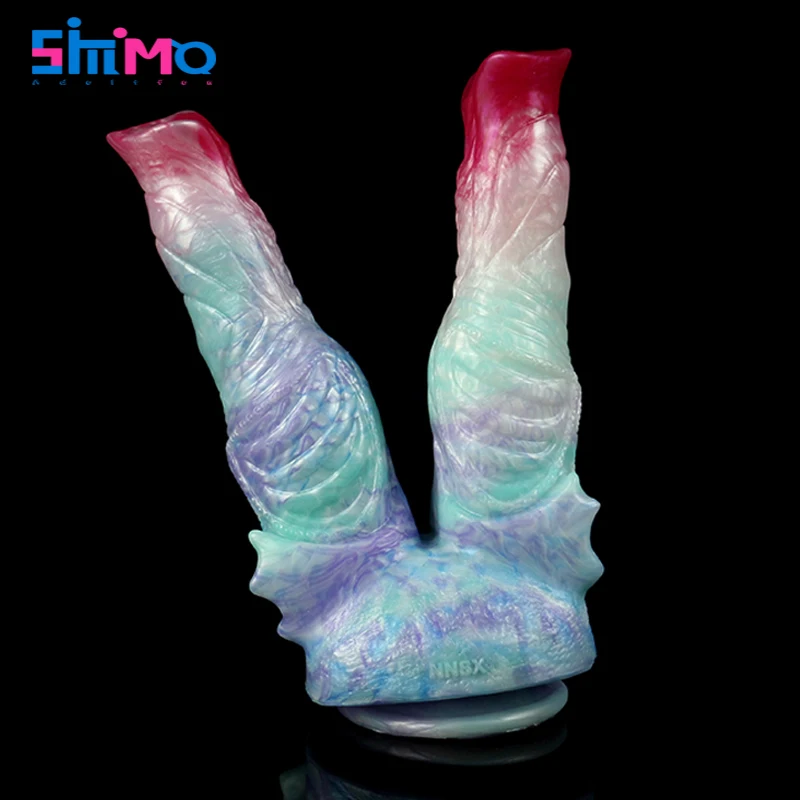 SMMQ Large Knot Ice Dragon Color Alien Double Dildo With Sucker Huge Anal Plug Toy Sex Toys For Women Female Sex Products