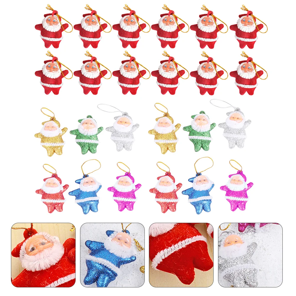 

24 Pcs Santa Pendant Xmas Ornament Christmas Tree Adornment Plush Toy Hanging Ornaments Decor