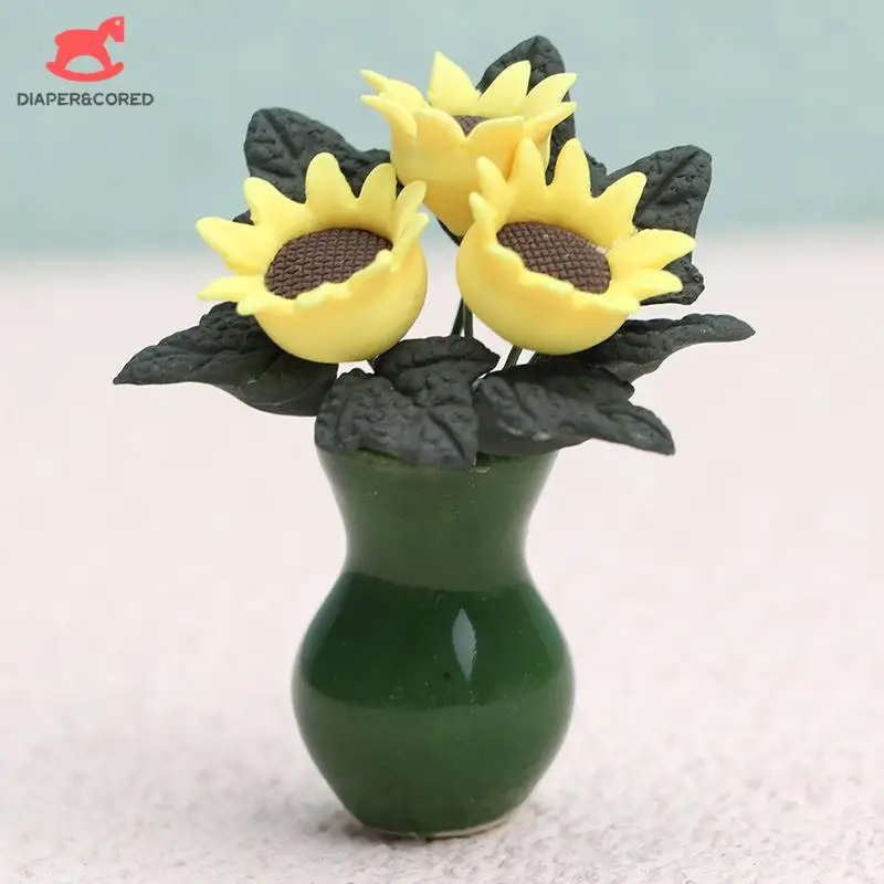 

1 шт. миниатюрные растения из глины подсолнухи цветок тюльпана в горшке модель для кукольного дома