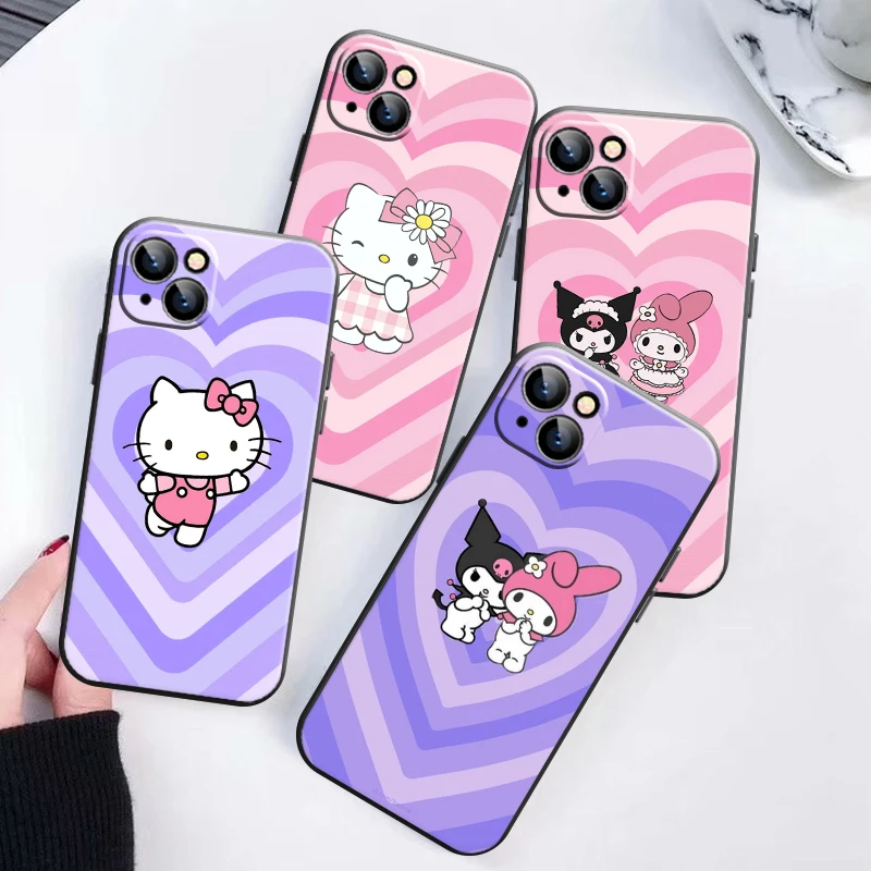 

Japan Holle Kitty Phone Case For Apple iPhone 13 12 11 Pro 12 13 Mini X XR XS Max SE 6 6s 7 8 Plus Soft Silicone Cover Carcasa