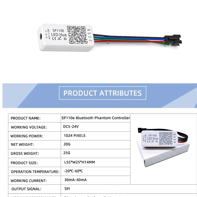 SP110E RGB-контроллер Bluetooth Smart APP 5 В 12 24 1024 пикселей для WS2811 WS2812B APA102 SK6812 SPI