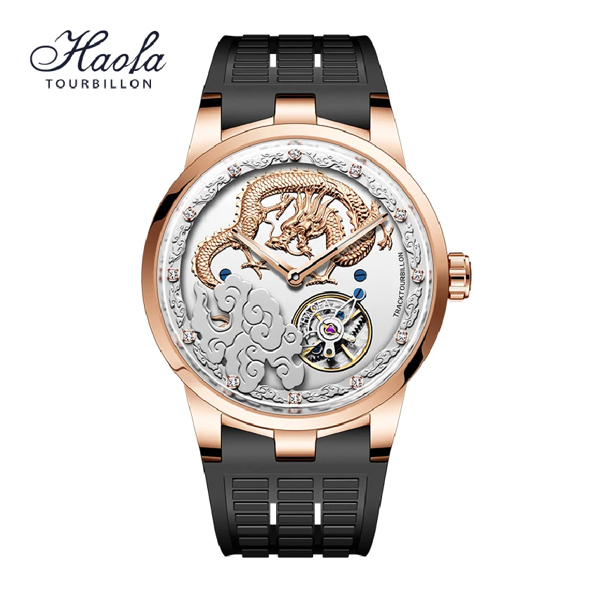 

Haofa Carrousel Skeleton Movement Watch For Men Luxury Sapphire Roating Mechanical Karrusel Wristwatches Man orologio uomo 1950