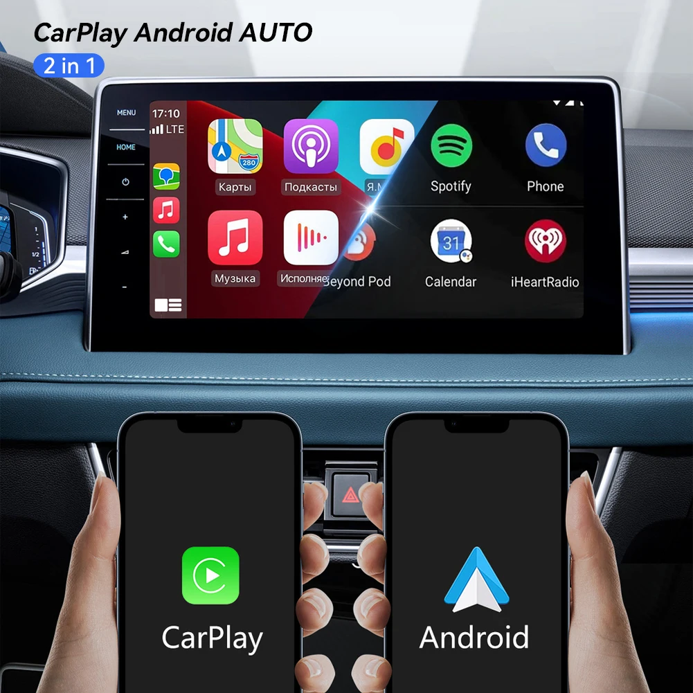 Мини-адаптер 2 в 1 беспроводной Carplay автоматическая смарт-бокс Plug and Play USB TYPE-C Bluetooth 5