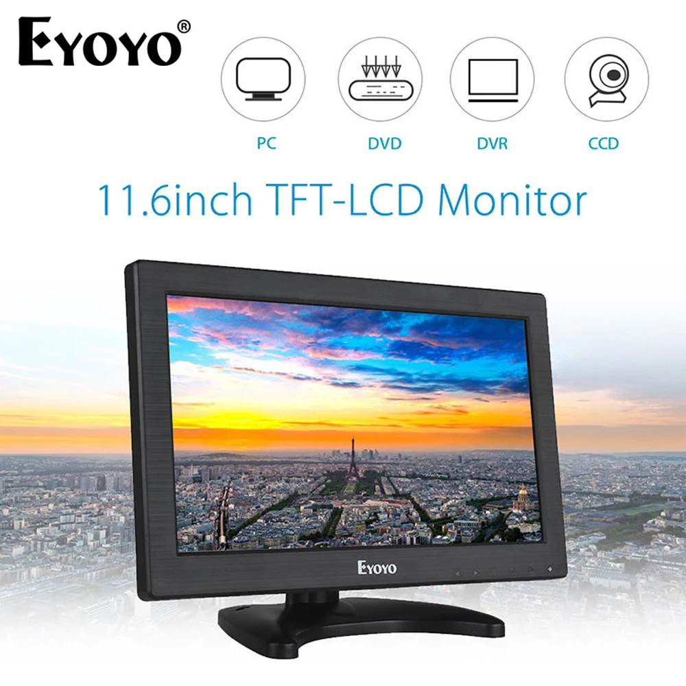 Eyoyo EM12B 3 5-дюймовый ЖК-монитор промышленной безопасности с HDMI VGA AV BNC вход HD 11 6x1366