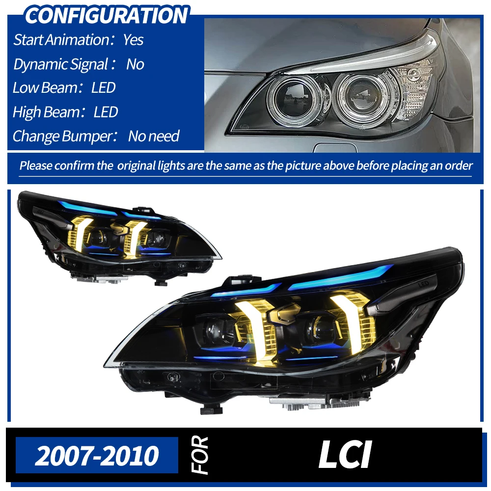 

Автозапчасти для BMW E60 5 серии фар 2003-2009 светодиодные дневные фары двойной проектор DRL автомобильные аксессуары модифицированные