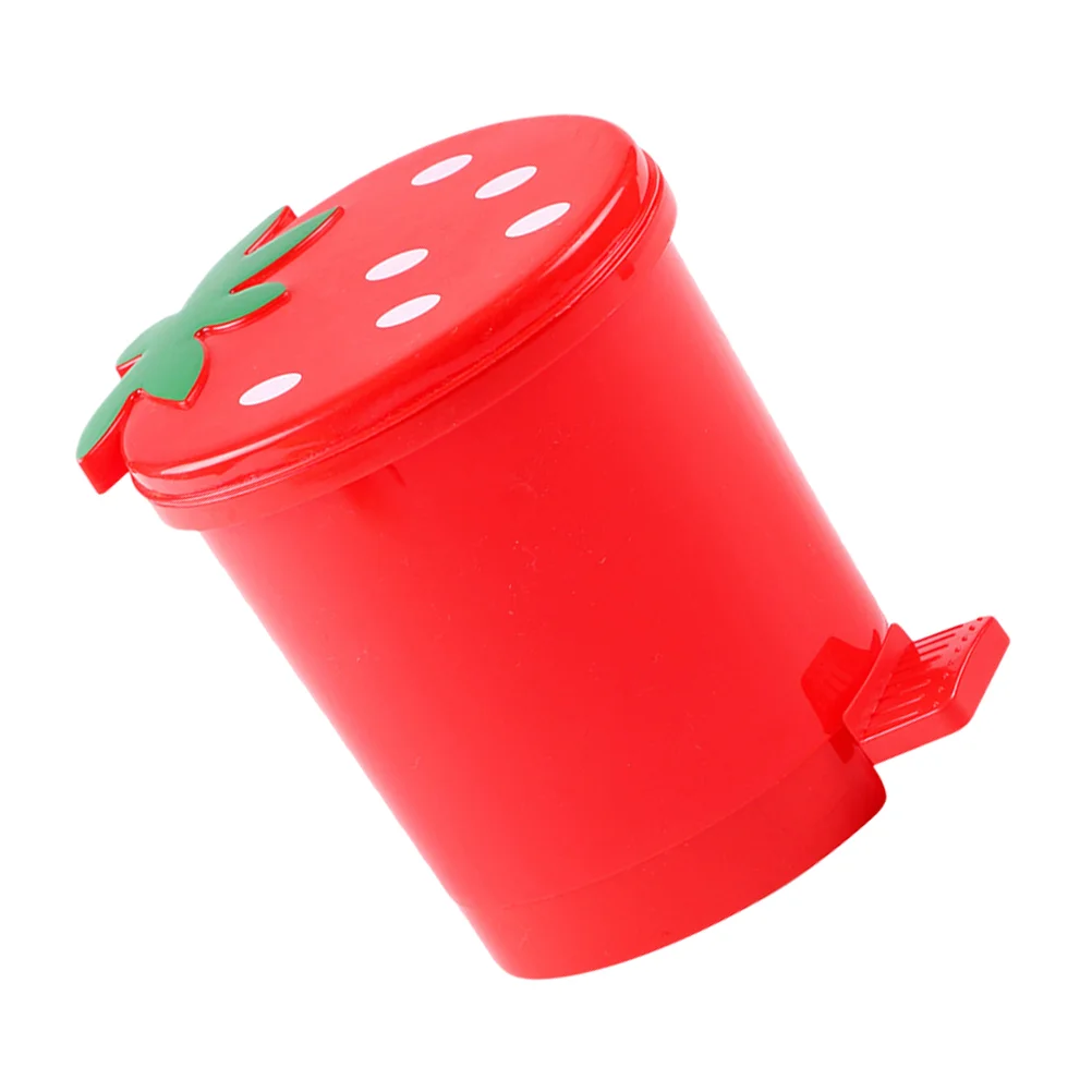 

Can Trash Garbage Mini Bin Desk Strawberry Desktop Cute Lid Waste Wastebasket Kawaii Tiny Tabletop Car Container Countertop