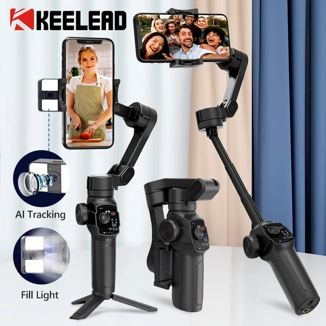 3-Axis Gimbal Handheld Stabilization Foldable Pocket Gimbal with Extension Rod for Smartphone iPhone 14 Pro Samsung Call Phone 1