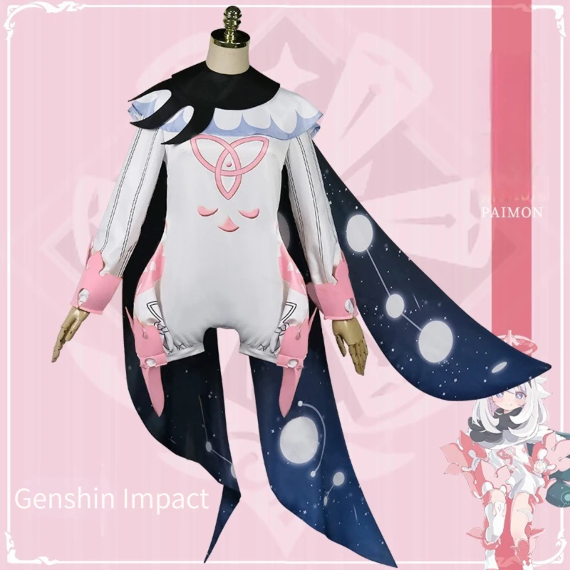 

Косплей-костюмы Game Genshin Impact Paimon для девочек, аниме ролевая игра, розовая одежда, женский парик для вечерние, полный комплект