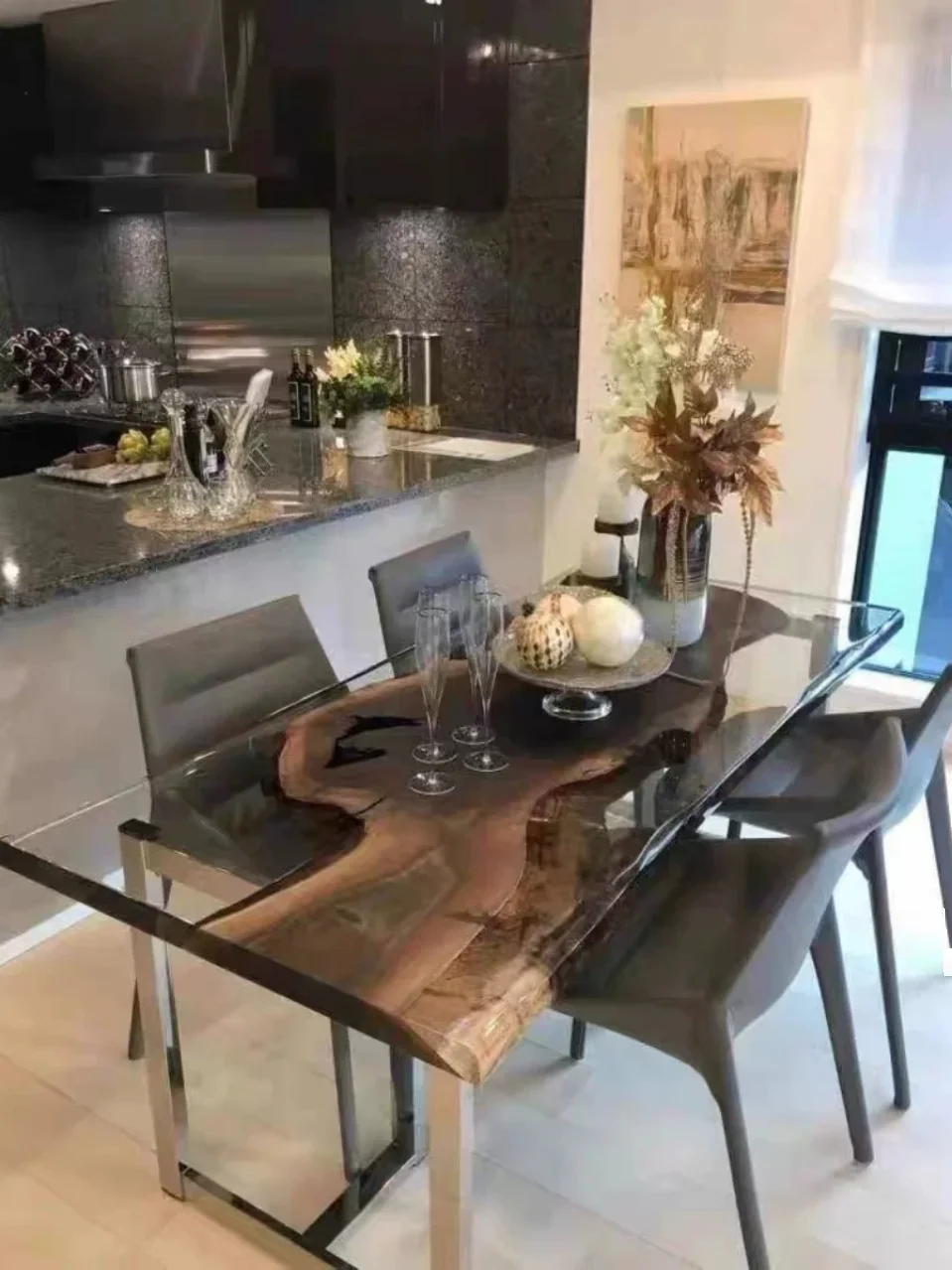 Чай из смолы эпоксидная смола прозрачный кристалл речный стол большая доска клей