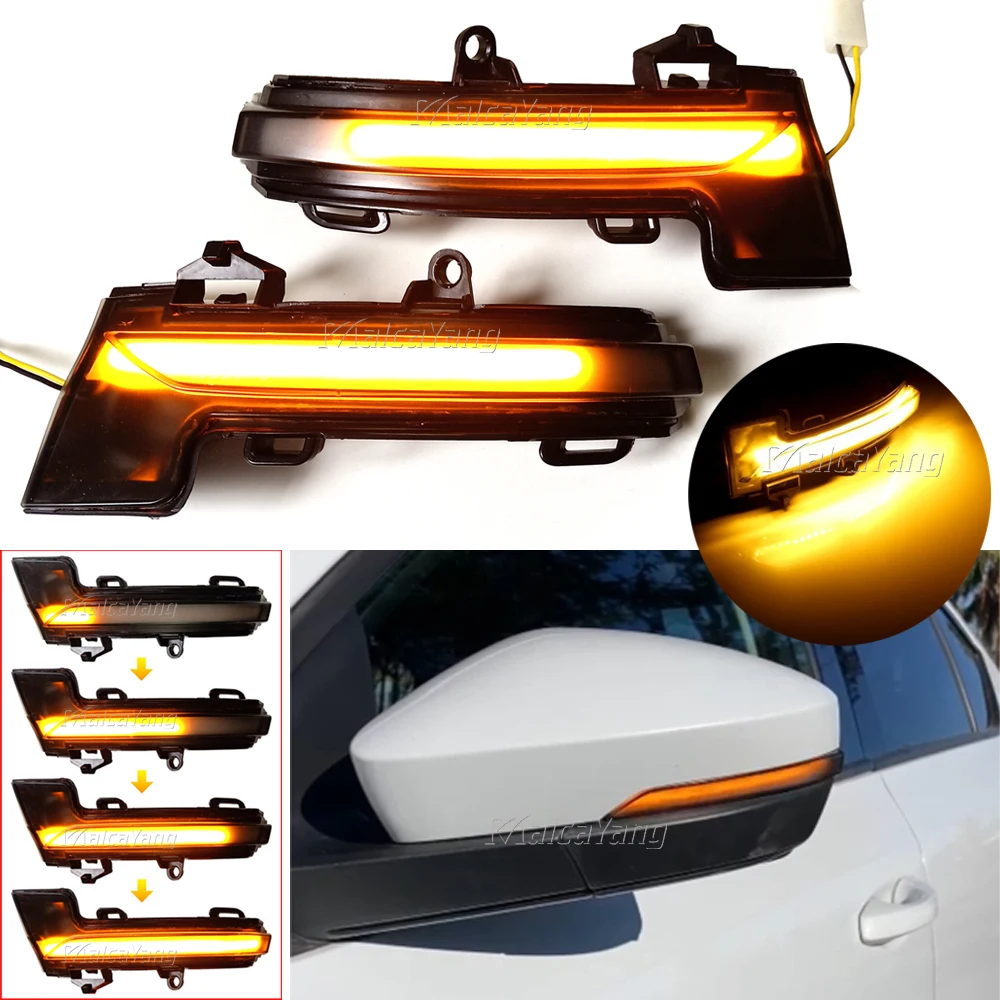 

2x Dynamic LED Turn Signal Blinker For Skoda Octavia 3 Mk3 III A7 5E For VW T-roc Troc T-cross 2014 2015 2017 2018 2019 2020