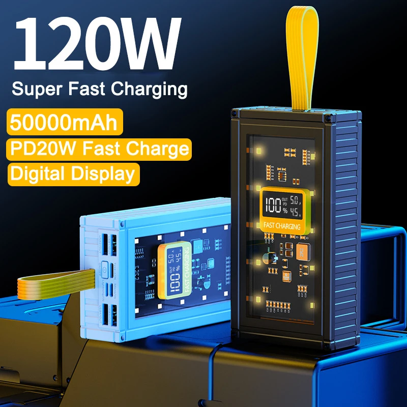 Портативное зарядное устройство с быстрой зарядкой 50000 мАч 120 Вт портативное