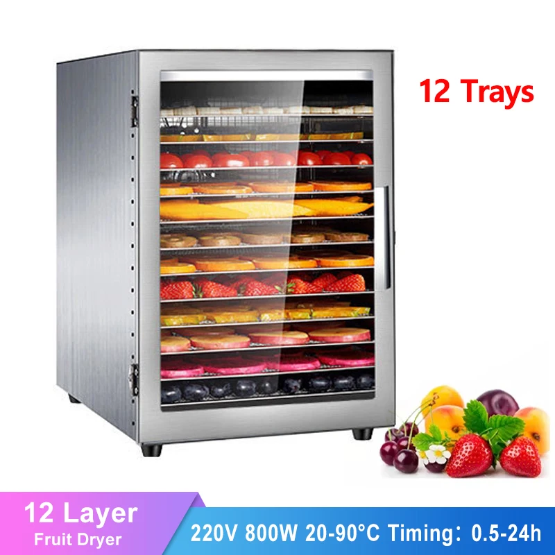 12 Trays Fruit Dryer 800W Home Stainless Steel Food Dehydrat