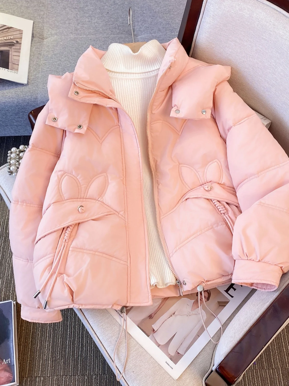 Утолщенный пуховик одежда на хлопковой подкладке женская больших размеров