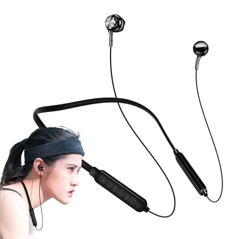 Беспроводные Bluetooth-совместимые наушники стереофонический шейный ремешок с