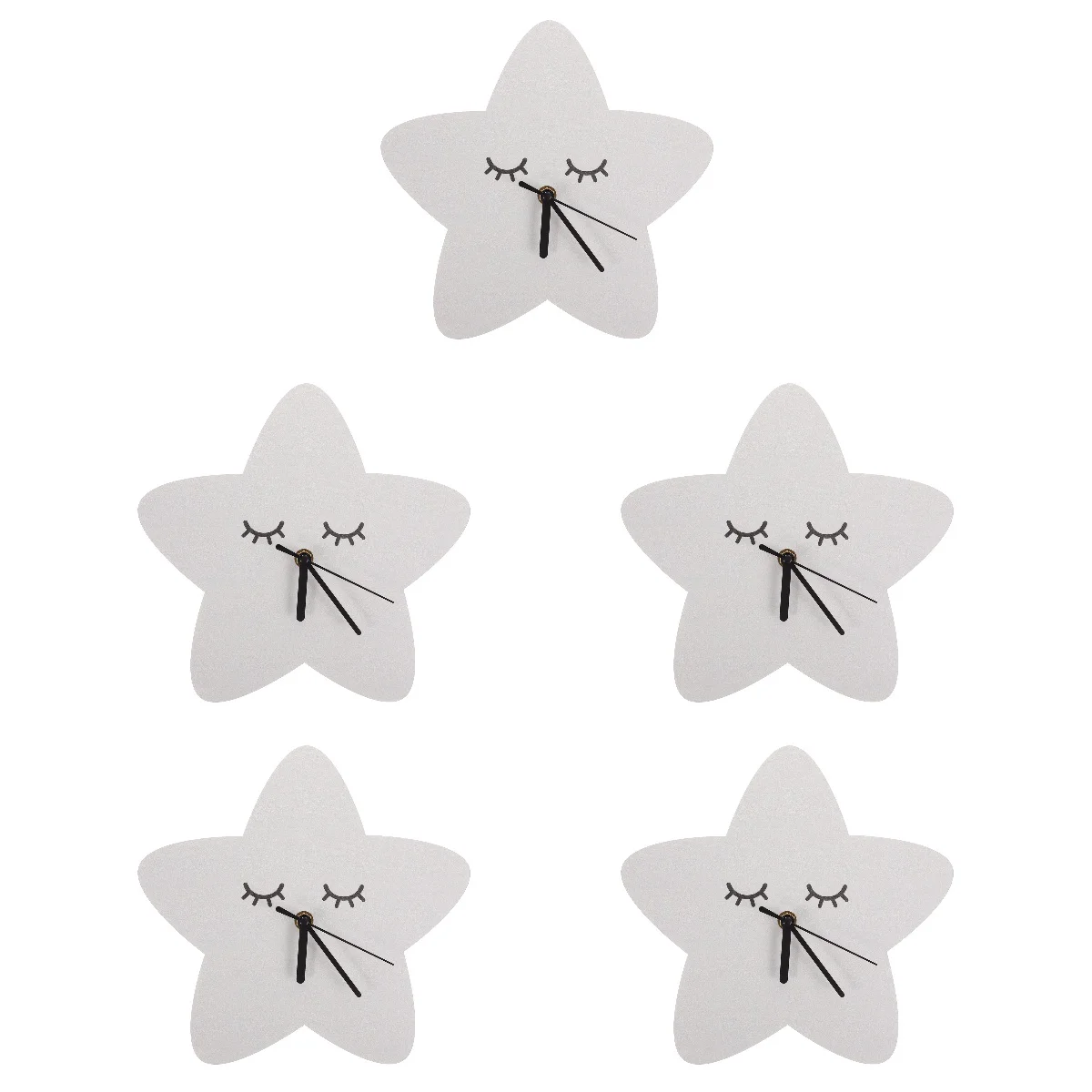 

5pcs Wall Clock Operated Clock Household Mute Clock Star Wall Clock for Kid's Room