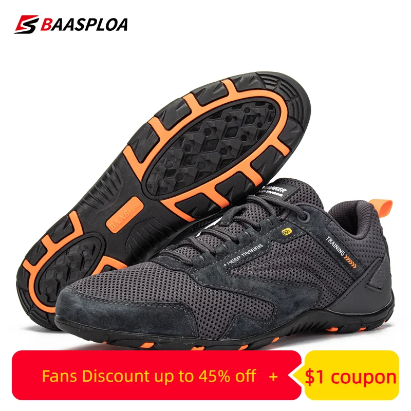 

Baasploa Men Hiking Shoes 2023 New Outdoor Sneakers Mesh Breathable Non-Slip Wear-Resistant Men Lightweight Sport Shoes