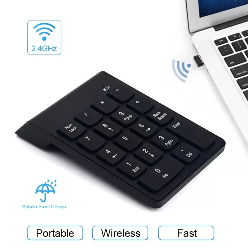 

Wireless 2.4GHz Numeric Keypad Numpad 18 Keys Digital Keyboard Portable Small-size for Accounting Teller Laptop Notebook Tablets
