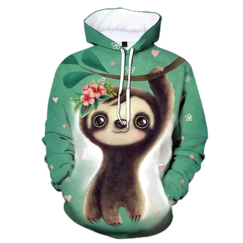 Funny Animal Sloth Graphic Sweatshirts Cute Bradypod 3D Printed Hoodies For Men Clothes Casual Women Hoody Streetwear Kid Tops