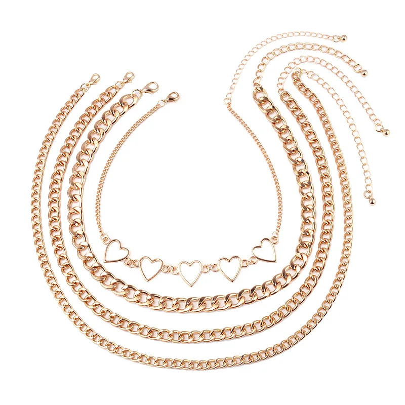 

Wholesale New Fashion Women's Cuban Link Chain Necklace Zinc Alloy Silver Gold Color Famale Choker Colar Jewelry Gifts for Her