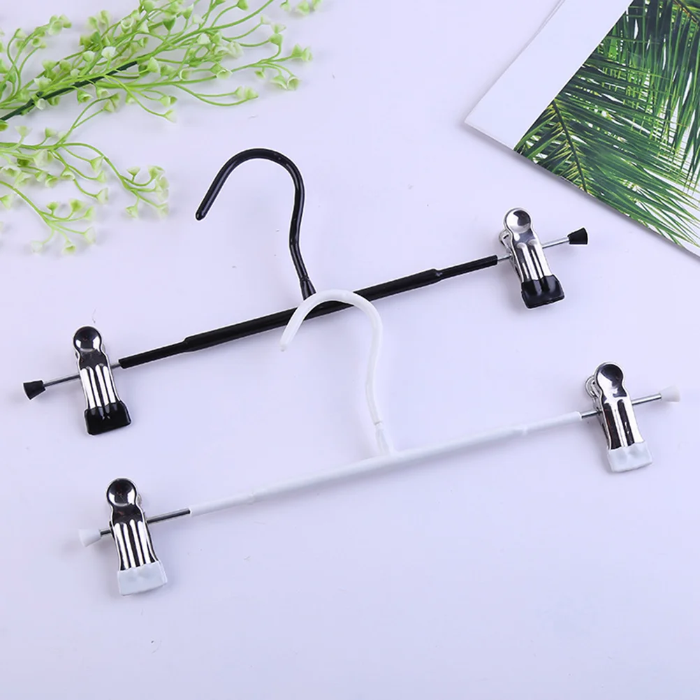 

5pcs Retractable Pants Hangers Stainless Steel Trouser Clamp Clothing Hanger (Black)